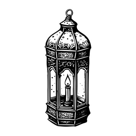 A sketch of a Ramadan lantern drawn by hand.のイラスト素材