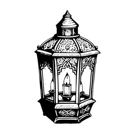A sketch of a Ramadan lantern drawn by hand.のイラスト素材