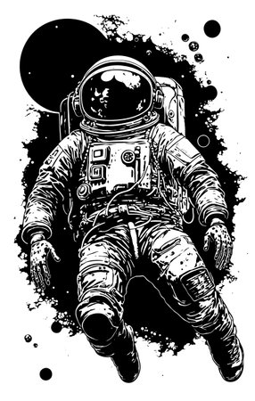 Vector illustration of an astronaut in space.のイラスト素材