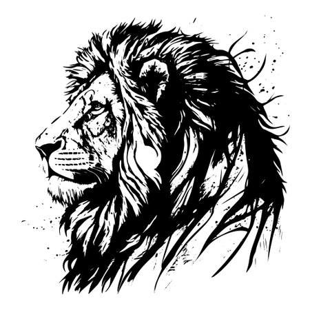 A hand-drawn vector illustration sketch of a lion, known as the king of beasts.のイラスト素材