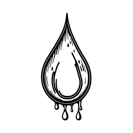 Vintage engraving style sketch of a water drop.のイラスト素材