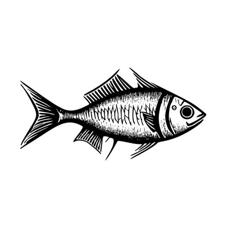 fish of sketch in vintage engraving styleのイラスト素材