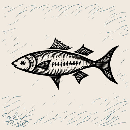 fish of sketch in vintage engraving styleのイラスト素材