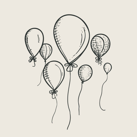 Engraved sketches of balloons in a vintage styleのイラスト素材