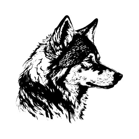 A hand-drawn vector illustration sketch of a wolf, a wild animal of the canine family.のイラスト素材