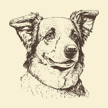 A vintage-style hand-drawn vector illustration sketch of a cute dog.のイラスト素材