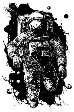 Vector illustration of an astronaut in space.のイラスト素材