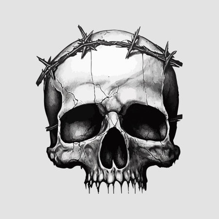 sketch of a skull with a wire crownのイラスト素材