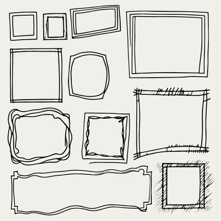 A collection of hand-drawn sketched frames.のイラスト素材