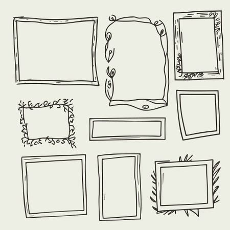 A collection of hand-drawn sketched frames.のイラスト素材