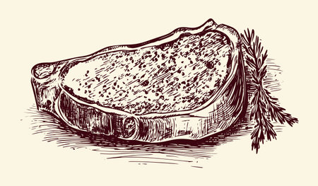 A vector illustration of organic meat, suitable for cafe menus and shop window displays.のイラスト素材