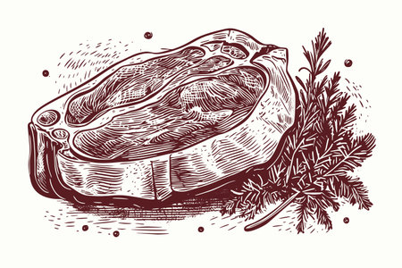 A vector illustration of organic meat, suitable for cafe menus and shop window displays.のイラスト素材