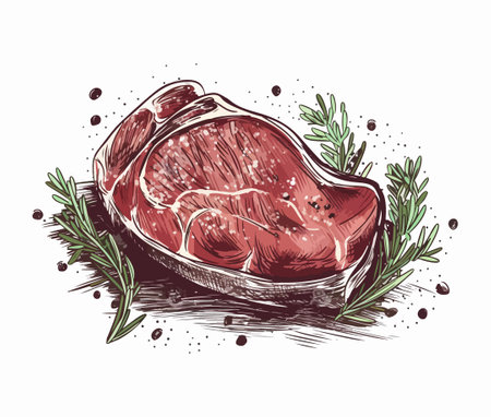 A vector illustration of organic meat, suitable for cafe menus and shop window displays.のイラスト素材