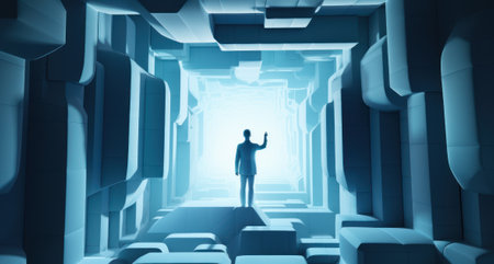3D illustration of virtual travel with people.の写真素材
