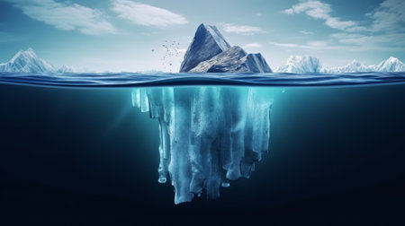 Global warming concept depicted in a 3D rendering of underwater risk.の写真素材