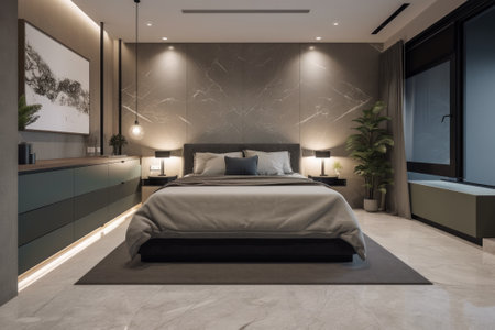master bedroom design interior, 3d render.の写真素材