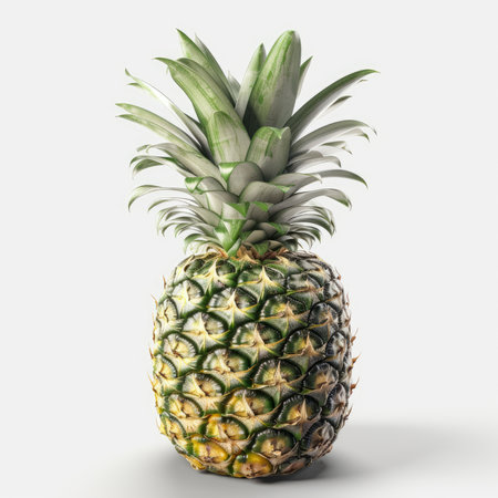ripe pineapple on white background.の写真素材