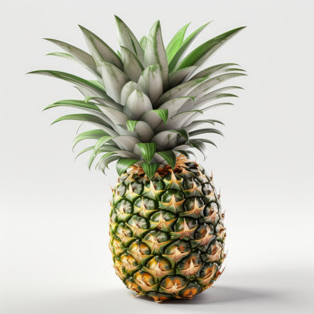 ripe pineapple on white background.の写真素材