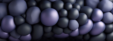 3D rendered abstract wallpaper created from a composition of violet and charcoal balloons.の写真素材