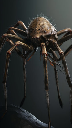 A spider-monster with several pairs of limbs covered with sharp needles, able to move quickly on any surface.の写真素材