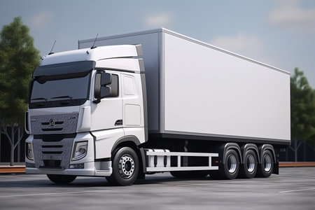 modern truck with cargo, 3d rendering.の写真素材