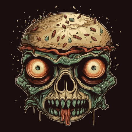 macabre monster burger, art vector illustration.のイラスト素材