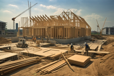 Building and creating through construction.の写真素材