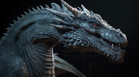 legendary fantasy dragon, dragon head.の写真素材