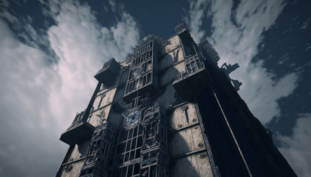 large steampunk building, many small details.の写真素材