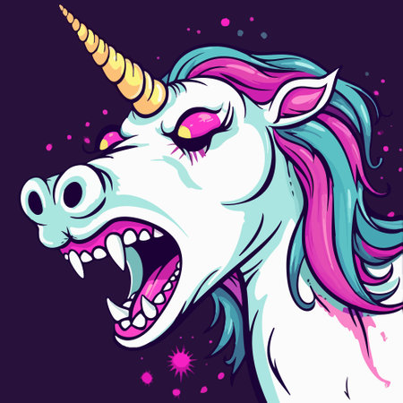 Vector illustration of a whimsical and eccentric unicornのイラスト素材