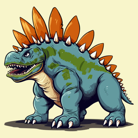 vector illustration of a Stegosaurus dinosaur.のイラスト素材