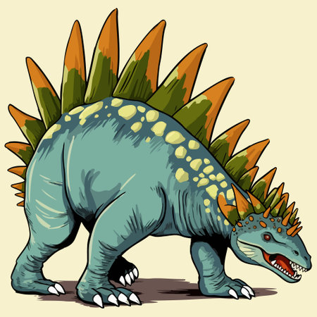 vector illustration of a Stegosaurus dinosaur.のイラスト素材