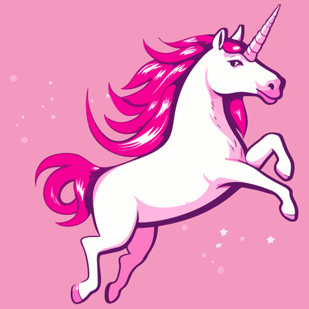A vector illustration of a pink unicorn.のイラスト素材