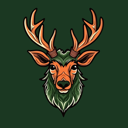A forest deer head mascot illustration.のイラスト素材