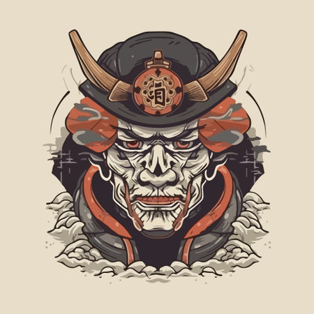 Japanese samurai ronin mask illustration.のイラスト素材