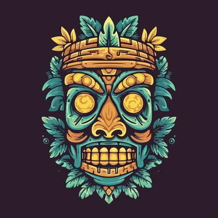 Hawaiian tribal tiki mask.のイラスト素材