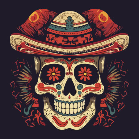 skull cinco de mayo vector illustration.のイラスト素材