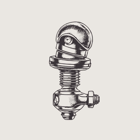 Hand drawn illustration of ball joint in engraved style isolated on white background.のイラスト素材