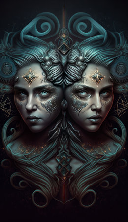 Twins zodiac signs - Generative AI.の素材