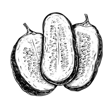 cucumber vector drawing. Isolated hand drawn object, engraved style illustration.のイラスト素材