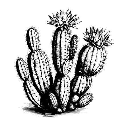 cactus vector drawing. Isolated hand drawn, engraved style illustration.のイラスト素材