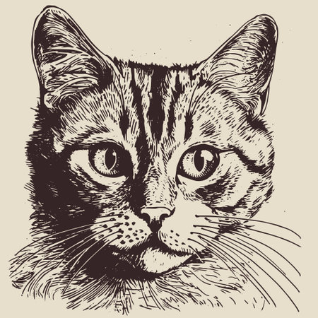 cat in the style of hand drawn sketch.のイラスト素材