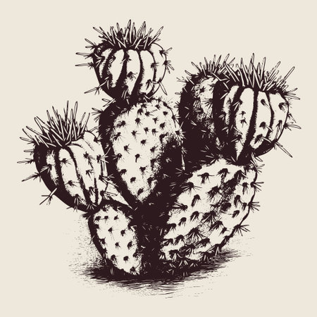 cactus vector drawing. Isolated hand drawn, engraved style illustration.のイラスト素材