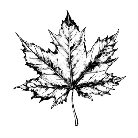 maple vector drawing. Isolated hand drawn, engraved style illustration.のイラスト素材