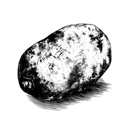 potato vector drawing. Isolated hand drawn, engraved style illustration.のイラスト素材