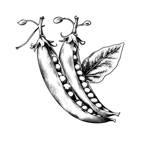 peas vector drawing. Isolated hand drawn, engraved style illustration.のイラスト素材