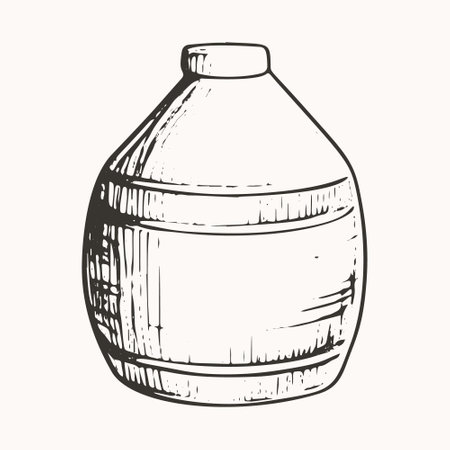 Monochrome Beverage Icon - Vector Bottle Illustration.のイラスト素材
