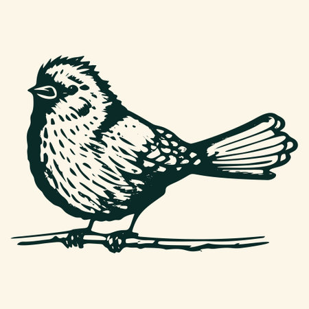 Vintage Bird Sketch - Ornithology Vector Illustration.のイラスト素材