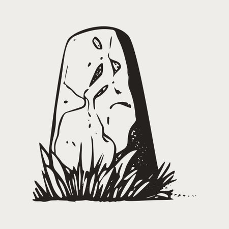Vintage Engraved Stone - Black and White Vector Illustration.のイラスト素材