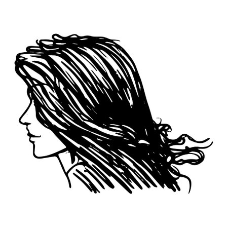 Stylish Woman Silhouette - Fashion Vector Portrait.のイラスト素材